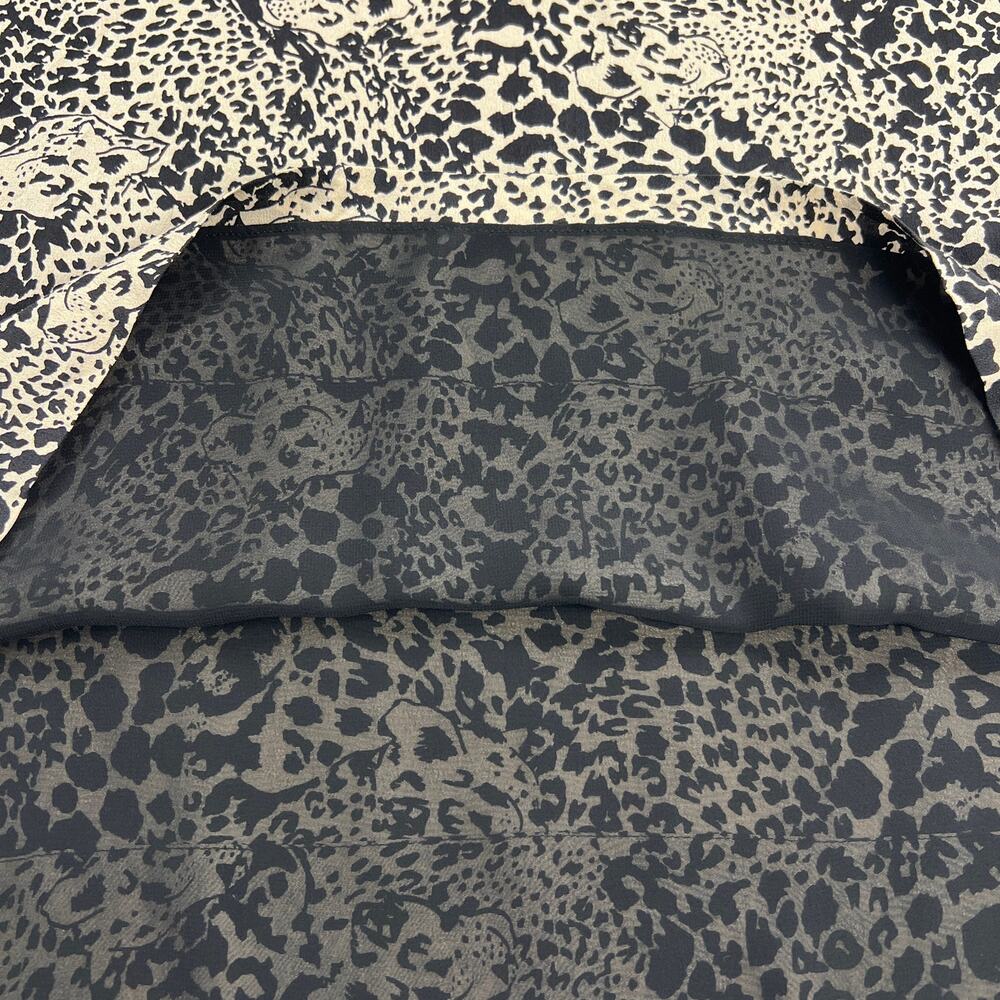 Rebecca Taylor Leopard 100% Silk A-Line Long Sleeve Button Up Shift Dress Size 8 - Picture 11 of 16